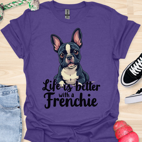 Life is better with a frenchie - V6 - Elegant Graphic T-Shirt